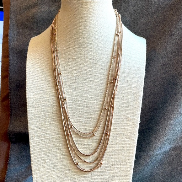 Multistrand Goldtone Necklace - Multiple Different Chain Styles in on necklace! - Picture 3 of 9